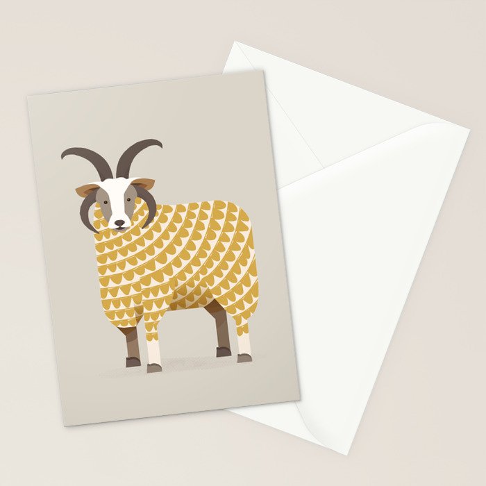 Whimsical Jacob Sheep Stationery Card Gallery Image 2