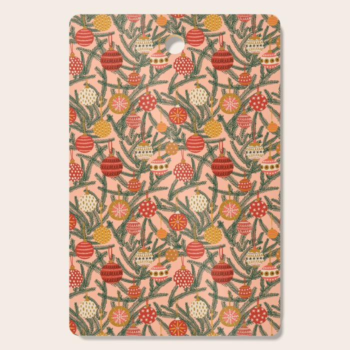 Christmas Tree Ornaments Pattern Cutting Board Gallery Image 1