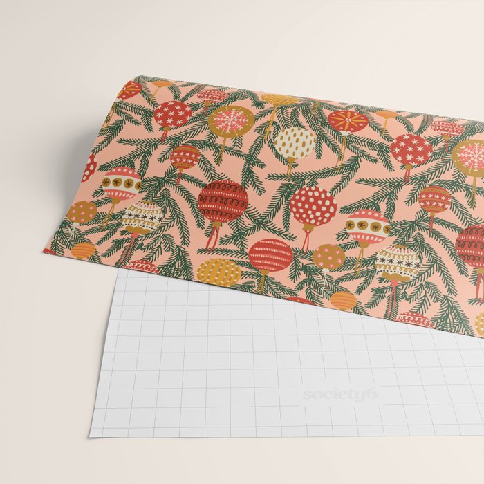 Christmas Tree Ornaments Pattern Wrapping Paper Gallery Image 2