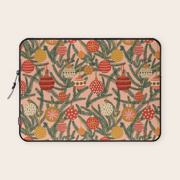 Christmas Tree Ornaments Pattern Laptop Sleeve Gallery Image 1