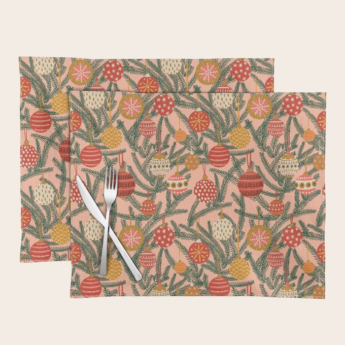 Christmas Tree Ornaments Pattern Placemat Gallery Image 1