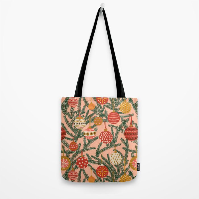 Christmas Tree Ornaments Pattern Tote Bag Gallery Image 2
