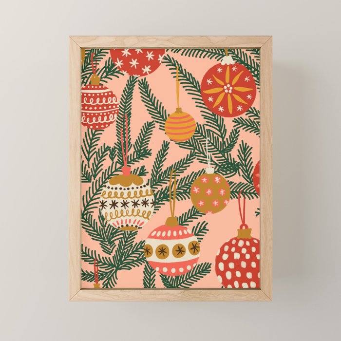 Christmas Tree Ornaments Pattern Mini Art Print Gallery Image 1