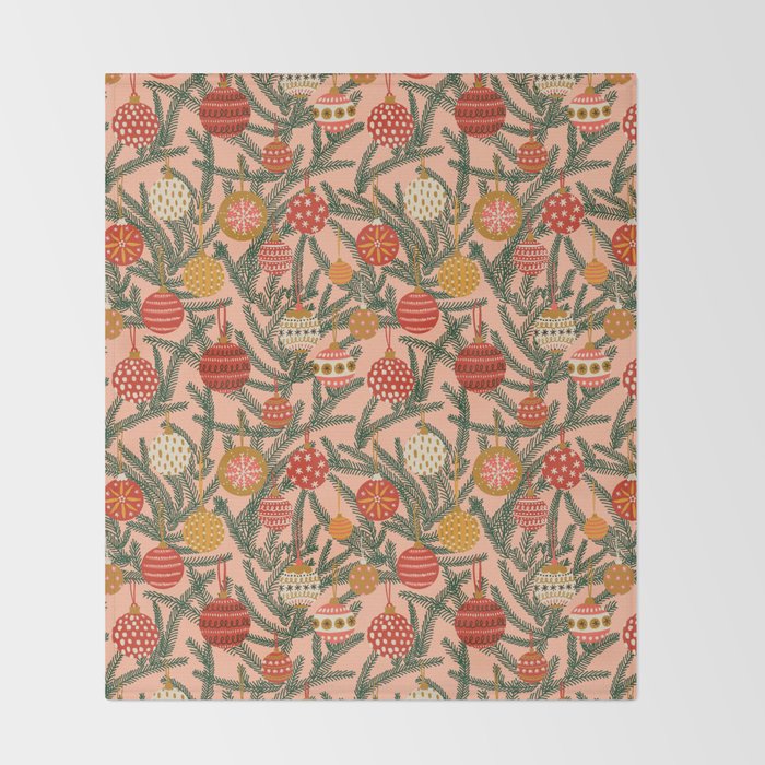 Christmas Tree Ornaments Pattern Throw Blanket Gallery Image 2