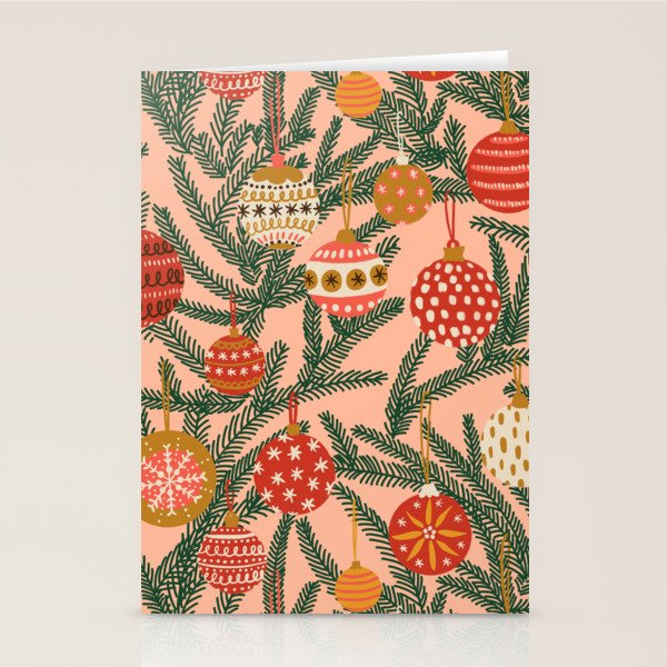 Christmas Tree Ornaments Pattern Stationery Card Gallery Image 2