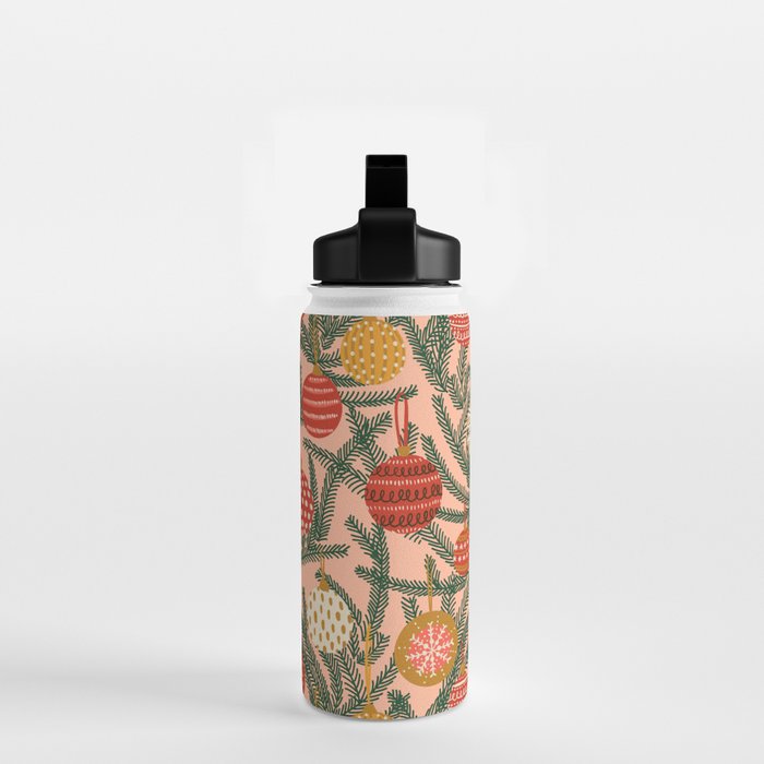 Christmas Tree Ornaments Pattern Water Bottle Gallery Image 2