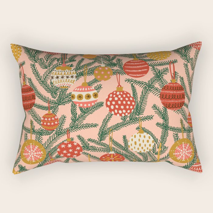 Christmas Tree Ornaments Pattern Rectangular Pillow Gallery Image 2