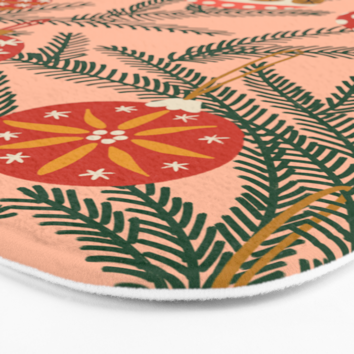 Christmas Tree Ornaments Pattern Bath Mat Gallery Image 3
