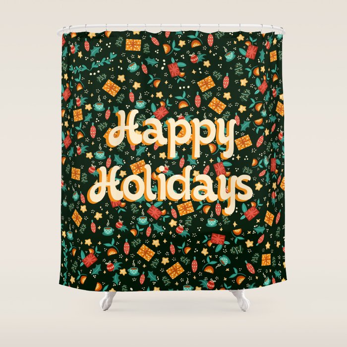 Happy holidays Shower Curtain Gallery Image 1