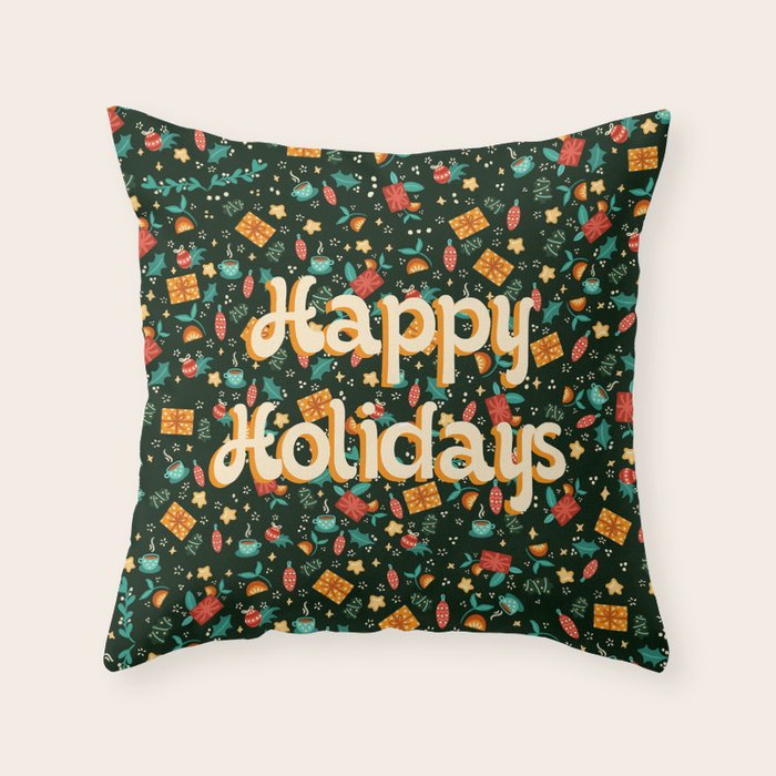 Happy holidays Throw Pillow Gallery Image 6