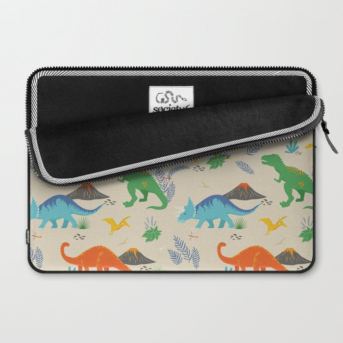 Jurassic Dinosaurs in Primary Colors Laptop Sleeve Gallery Image 2