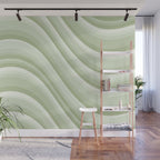 Wavy Stripes XXI - Pastel Natural Green Wall Mural Gallery Image 1
