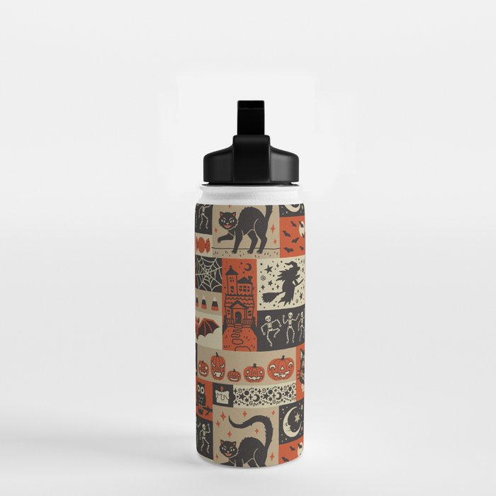 Vintage Halloween Patchwork Water Bottle Gallery Image 2