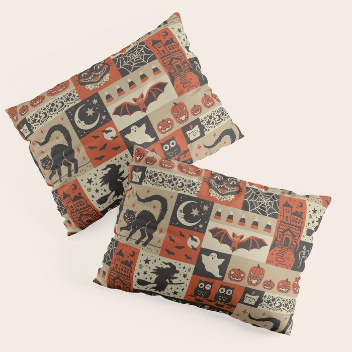 Vintage Halloween Patchwork Pillow Sham Gallery Image 3