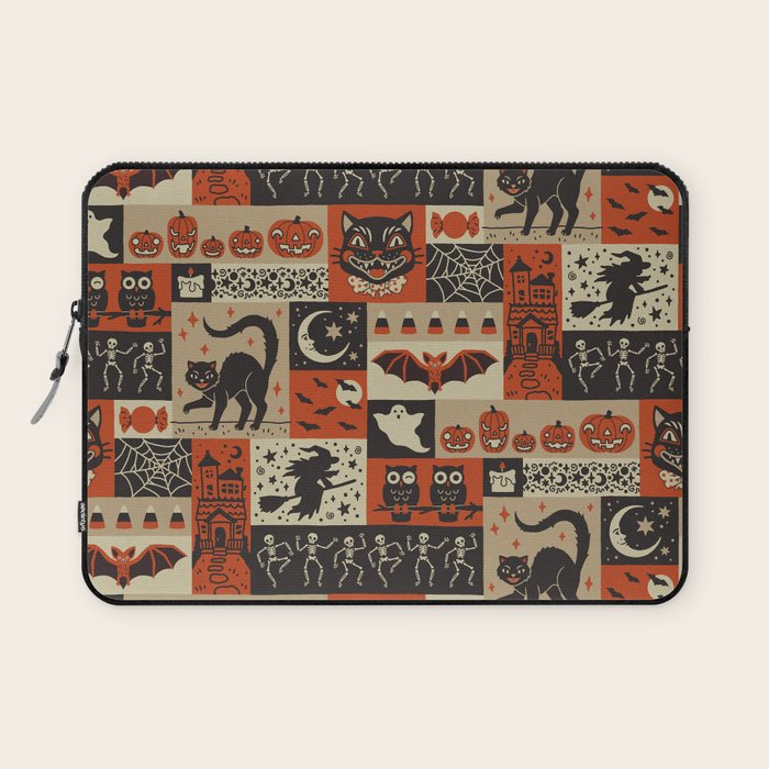 Vintage Halloween Patchwork Laptop Sleeve Gallery Image 1