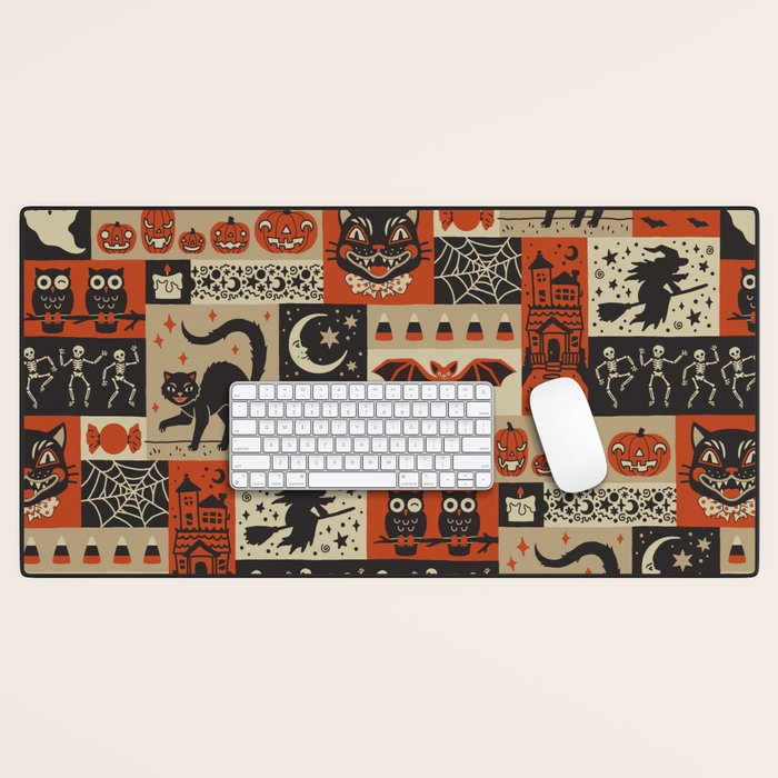 Vintage Halloween Patchwork Desk Mat Gallery Image 1