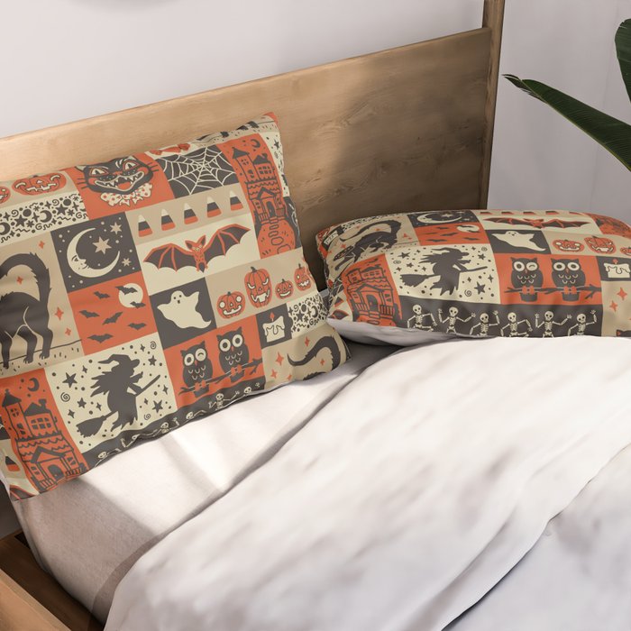 Vintage Halloween Patchwork Pillow Sham Gallery Image 2