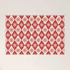 Festive Red & White Snowflake Pattern Welcome Mat Gallery Image 1