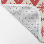 Festive Red & White Snowflake Pattern Bath Mat Gallery Image 2