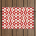 Festive Red & White Snowflake Pattern Outdoor Rug Gallery Image 1