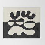 Mid Century Modern Organic Abstraction 235 Black and Ivory White Throw Blanket Gallery Image 2