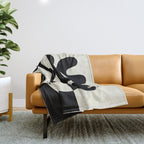 Mid Century Modern Organic Abstraction 235 Black and Ivory White Throw Blanket Gallery Image 1