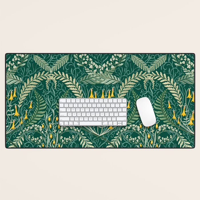 Woodland soil Morris style shining emerald Desk Mat Gallery Image 1