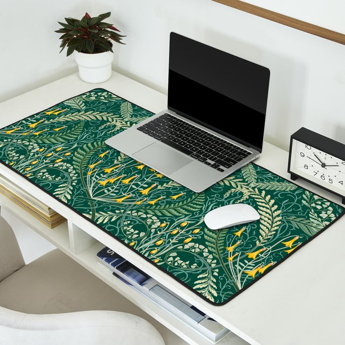 Woodland soil Morris style shining emerald Desk Mat Gallery Image 2