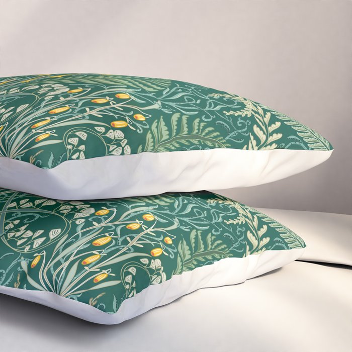 Woodland soil Morris style shining emerald Pillow Sham Gallery Image 3