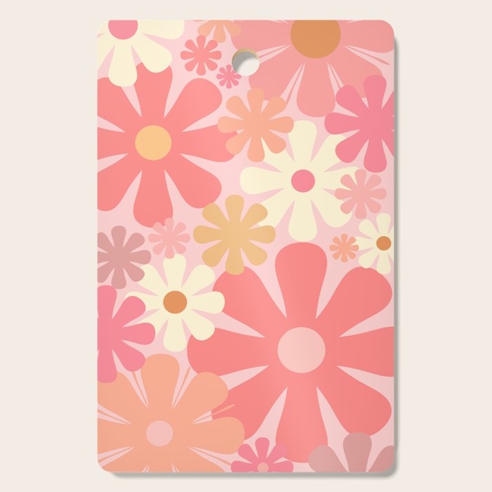 Pink Retro Flowers 60s 70s Floral Pattern in Blush Cutting Board Gallery Image 1