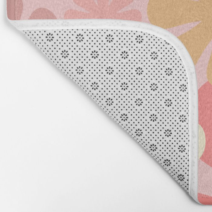 Pink Retro Flowers 60s 70s Floral Pattern in Blush Bath Mat Gallery Image 2