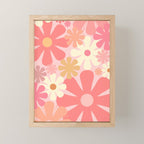 Pink Retro Flowers 60s 70s Floral Pattern in Blush Mini Art Print Gallery Image 1