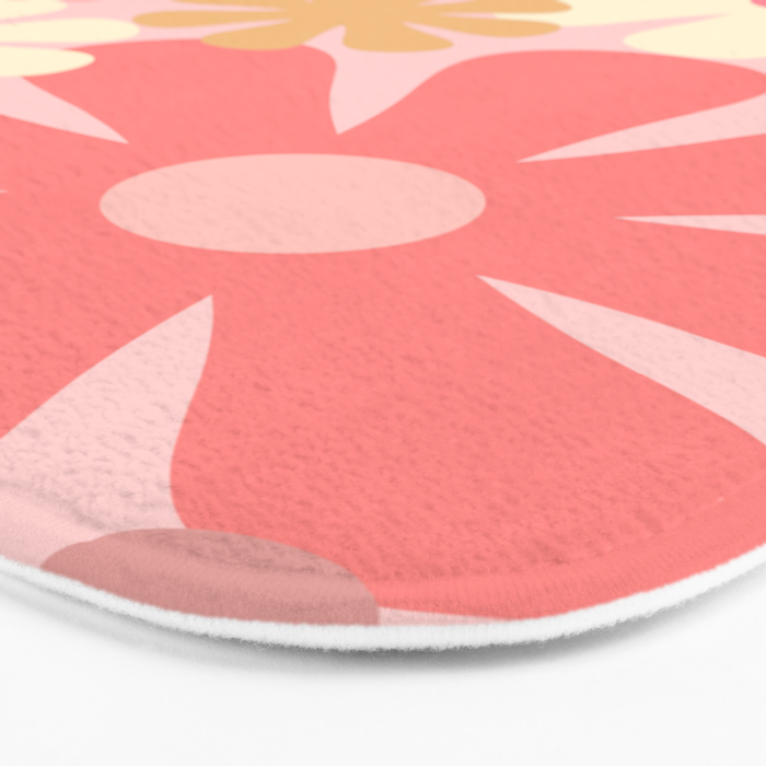 Pink Retro Flowers 60s 70s Floral Pattern in Blush Bath Mat Gallery Image 3