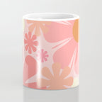 Pink Retro Flowers 60s 70s Floral Pattern in Blush Coffee Mug Gallery Image 4