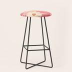 Pink Retro Flowers 60s 70s Floral Pattern in Blush Stool Gallery Image 1