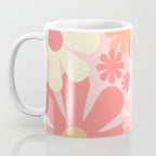 Pink Retro Flowers 60s 70s Floral Pattern in Blush Coffee Mug Gallery Image 3