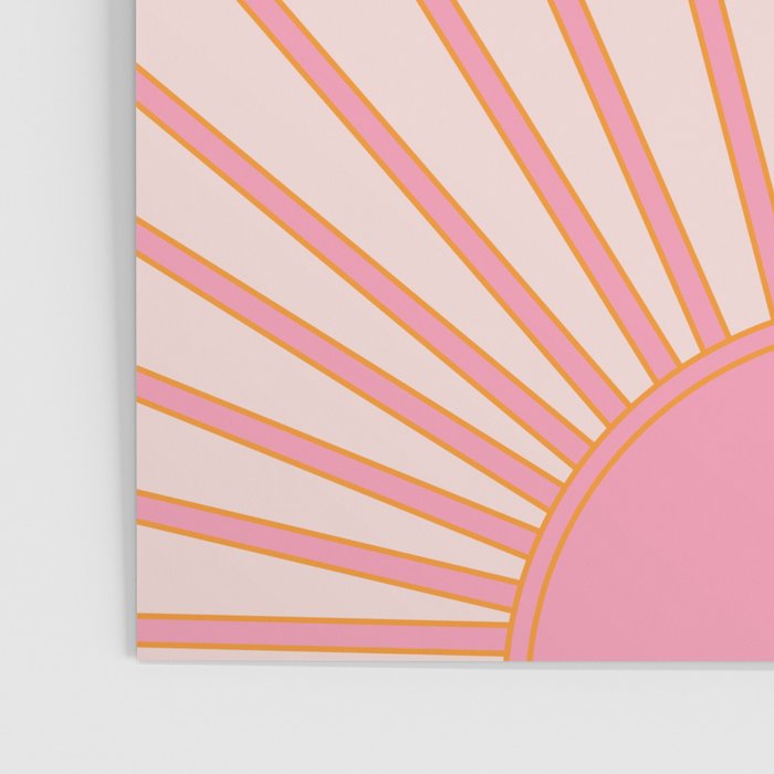   Sun Sunrise Pink Sun Print Sunshine Retro Sun Wall Art Vintage Boho Geometric Line Modern Decor  Poster Gallery Image 3
