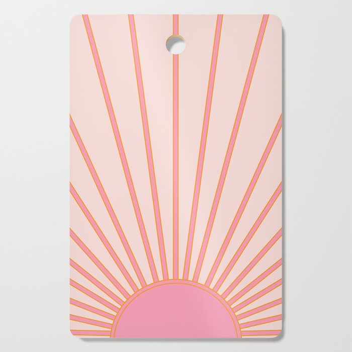   Sun Sunrise Pink Sun Print Sunshine Retro Sun Wall Art Vintage Boho Geometric Line Modern Decor  Cutting Board Gallery Image 1