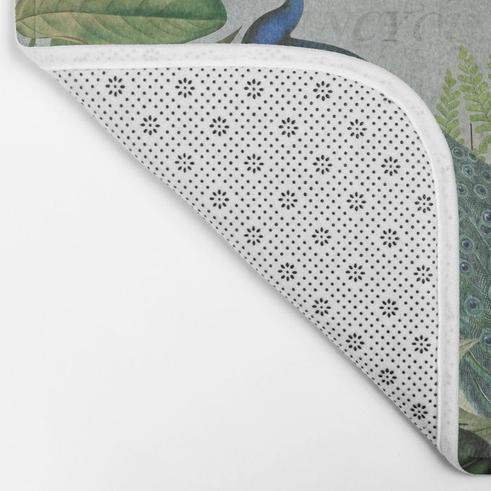 Majestic Peafowls In The Jungle With Vintage Typography Bath Mat Gallery Image 2