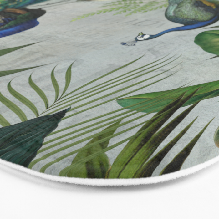 Majestic Peafowls In The Jungle With Vintage Typography Bath Mat Gallery Image 3