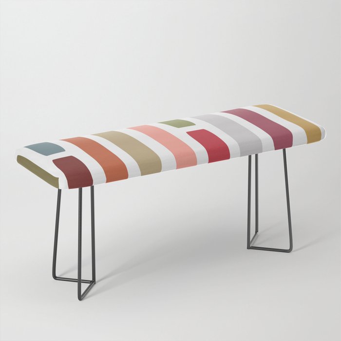 Mid Century Modern Stripes Bench Gallery Image 1