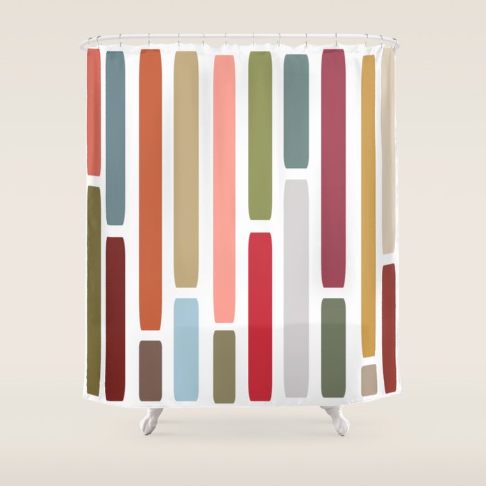 Mid Century Modern Stripes Shower Curtain Gallery Image 1