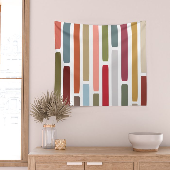Mid Century Modern Stripes Wall Tapestry Gallery Image 2