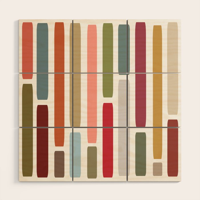 Mid Century Modern Stripes Wood Wall Art Gallery Image 1
