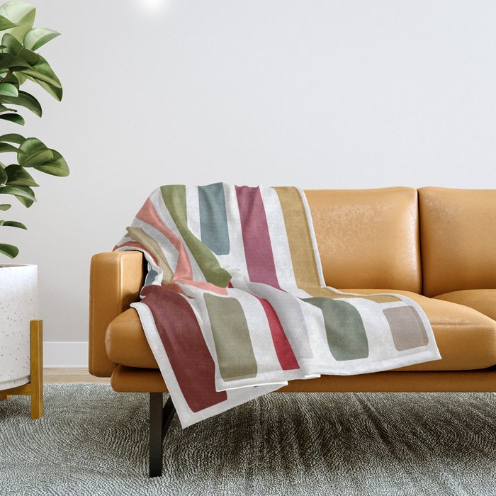 Mid Century Modern Stripes Throw Blanket Gallery Image 1