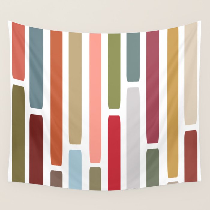 Mid Century Modern Stripes Wall Tapestry Gallery Image 4