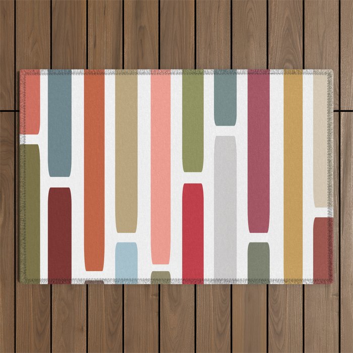 Mid Century Modern Stripes Outdoor Rug Gallery Image 1