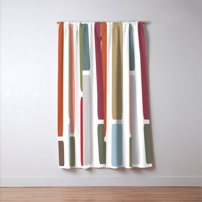 Mid Century Modern Stripes Window Curtain Gallery Image 3