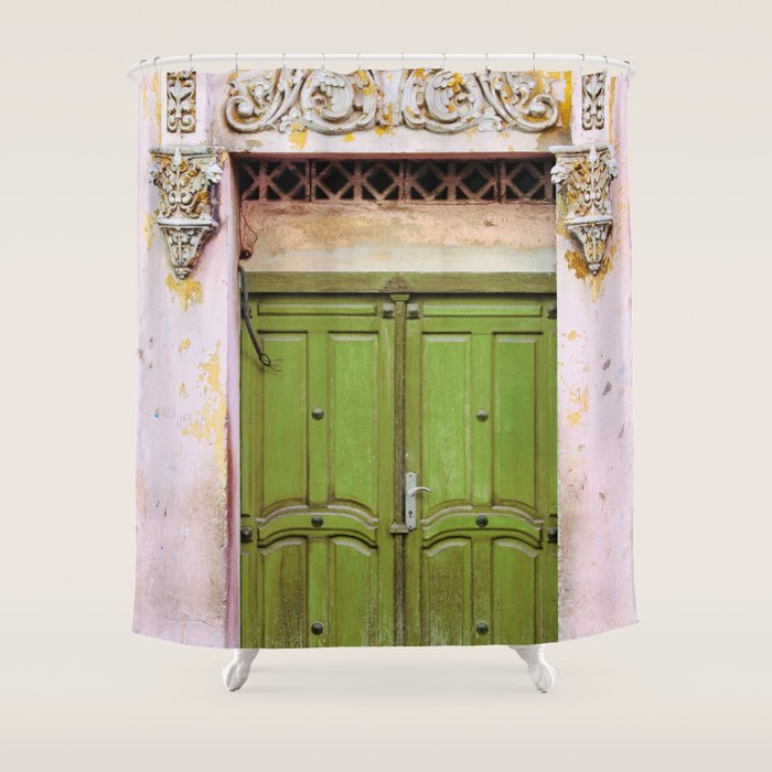 Havana Door - Cuba Travel, Architecture Photography Shower Curtain Gallery Image 1