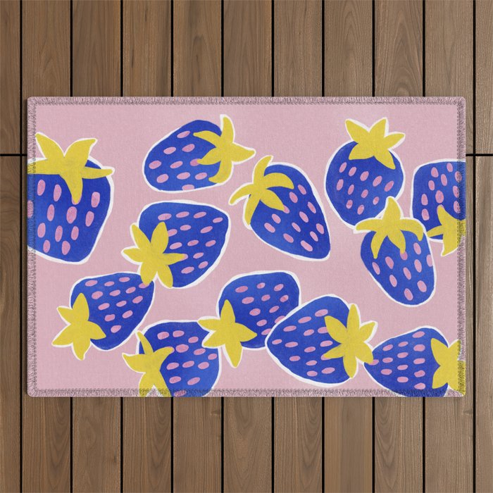 Blue Strawberries Outdoor Rug Gallery Image 1